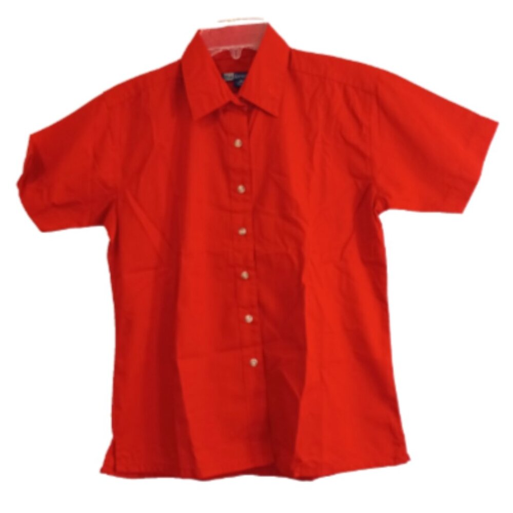 Women's Blue Generation Shirt Sz XS RED NWOT Crisp Button Up Front Short Sleeve